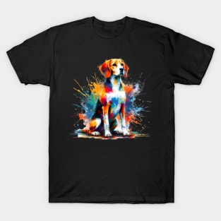 Vibrant Hanoverian Scenthound in Abstract Splash Art T-Shirt